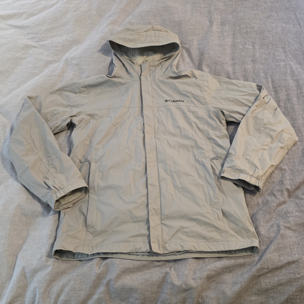 Columbia Men's Light Gray Hooded Raincoat